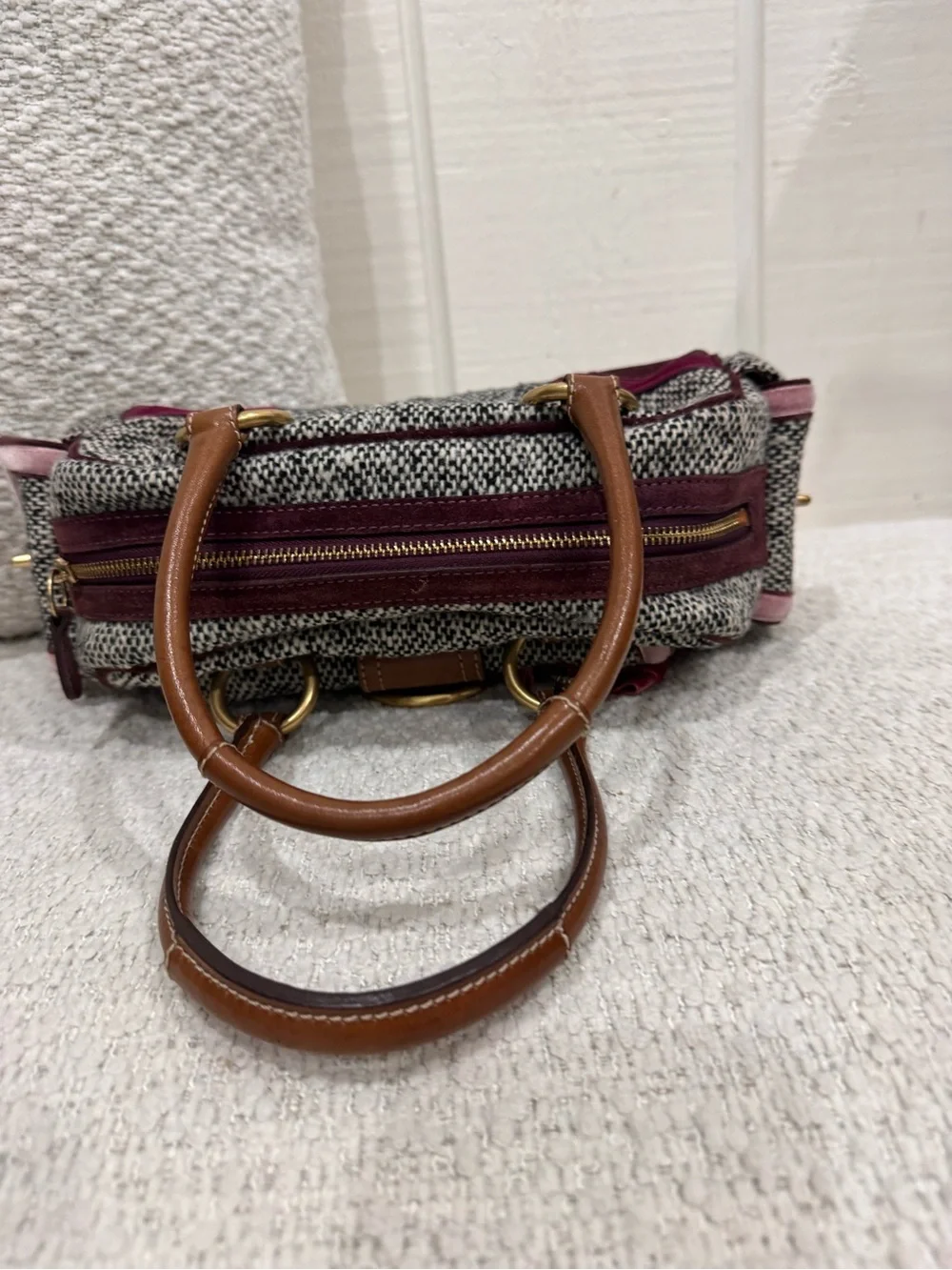 Rare vintage Y2K Coach Soho Tweed and Suede Satchel